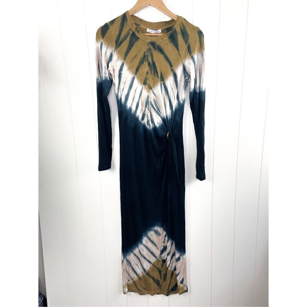 Revolve Young Fabulous and Broke YFB Bennet Long‎ Sleeve Teal Ombre Tie Dye Maxi